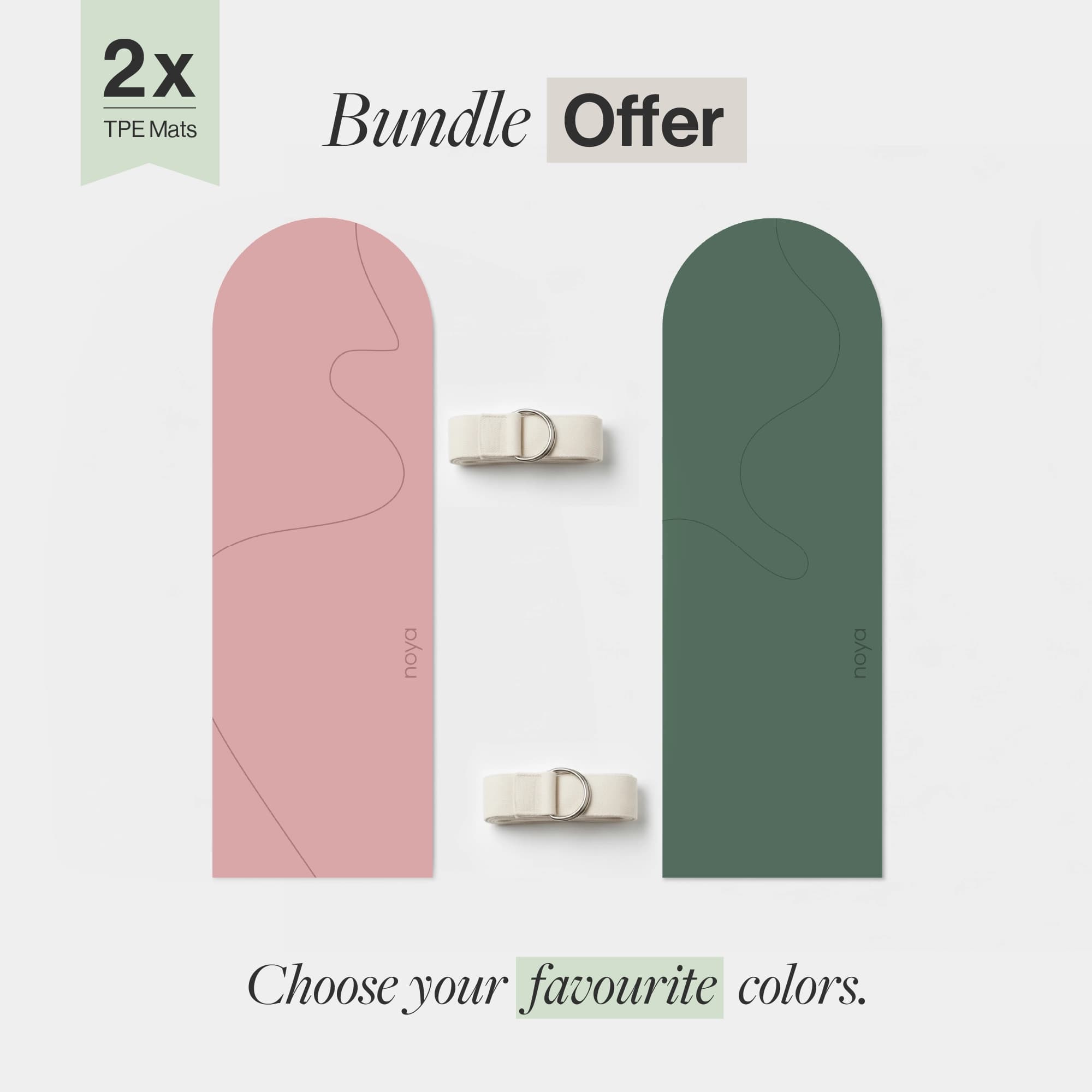 2x Noya Arch TPE Mat Bundle Offer - Green & Pink